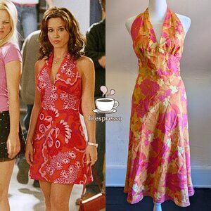 vintage laundry by shelli segal pink floral halter dress ALT ASO mean girls (4)
